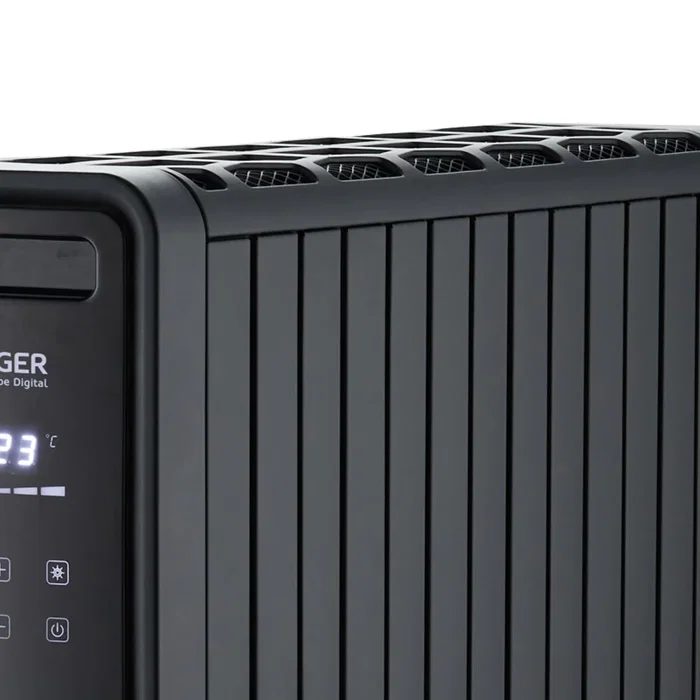 Haeger HE-20D.003A Calefactor Convector Eléctrico Interior Negro 2000 W con Mando a Distancia, Termostato, Temporizador y Ruedas