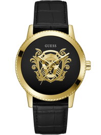 Guess GW0566G1 Reloj para Hombre con Caja Dorada y Correa Negra