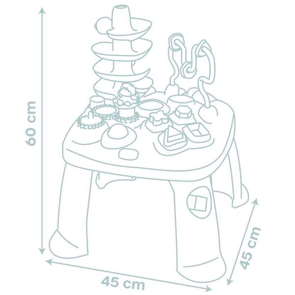 Smoby Little - Mesa de Actividades con Ábaco, 3 Engranajes, Rampa para Pelotas, Rodillo y Espejo, Juguete Educativo para Niños +1 Año