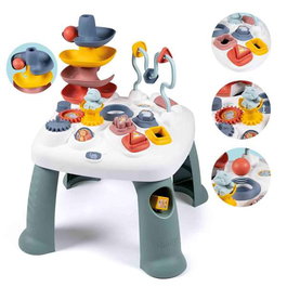 Smoby Little - Mesa de Actividades con Ábaco, 3 Engranajes, Rampa para Pelotas, Rodillo y Espejo, Juguete Educativo para Niños +1 Año