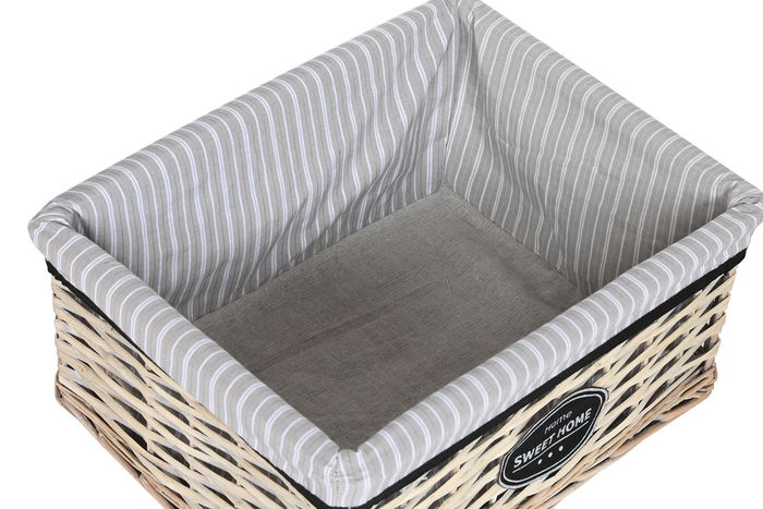 DKD Home Decor Cesta Ropa Shabby Natural Negro Mimbre Tela Set 5 Piezas 47 x 35 x 55 cm