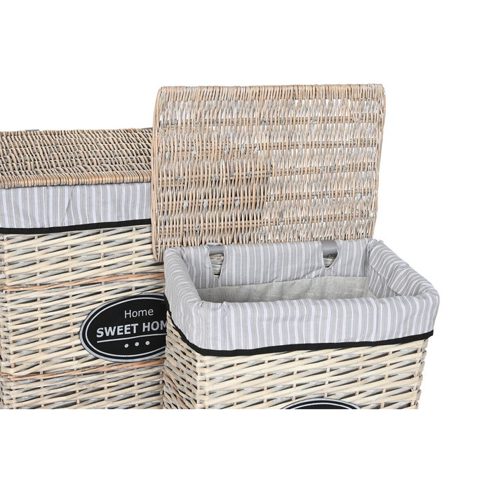 DKD Home Decor Set de 5 Cestas de Ropa de Mimbre y Tela Natural