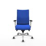 PIQUERAS Y CRESPO Silla Albacete Confidente con Mecanismo Sincro, Tela Azul, Base Aluminio, Brazos 1D y Ruedas 65mm