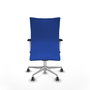PIQUERAS Y CRESPO Silla Albacete Confidente con Mecanismo Sincro, Tela Azul, Base Aluminio, Brazos 1D y Ruedas 65mm