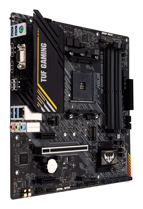 ASUS TUF GAMING A520M-PLUS II Placa Base AMD A520 Socket AM4 micro ATX - Compatible con AMD Ryzen 3000 & 5000 Series, Memoria DDR4 (128GB Máx.), PCIe, M.2, HDMI, DisplayPort