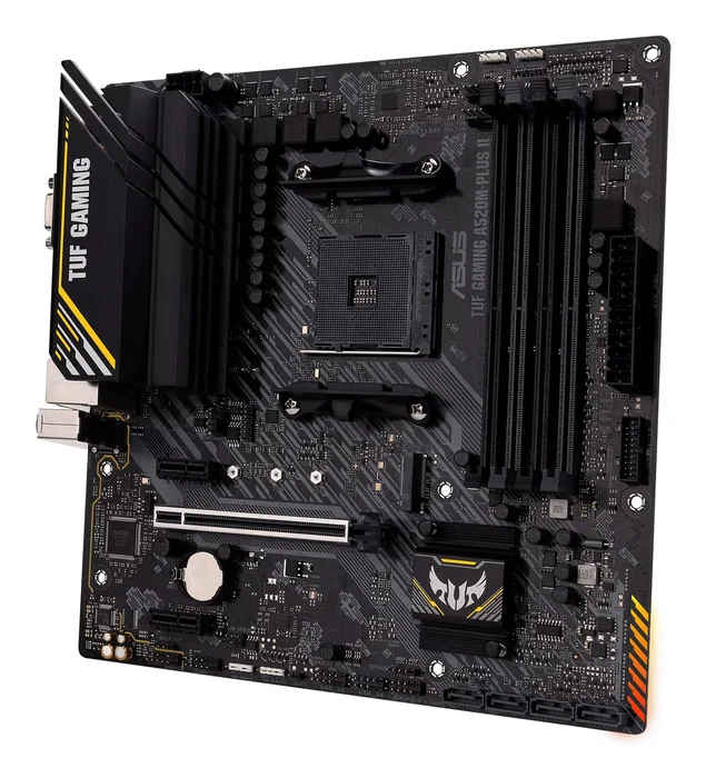 ASUS TUF GAMING A520M-PLUS II Placa Base AMD A520 Socket AM4 micro ATX - Compatible con AMD Ryzen 3000 & 5000 Series, Memoria DDR4 (128GB Máx.), PCIe, M.2, HDMI, DisplayPort