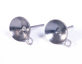 Innspiro Pendiente metálico para incrustar cono anilla plateado envejecido 8x12mm