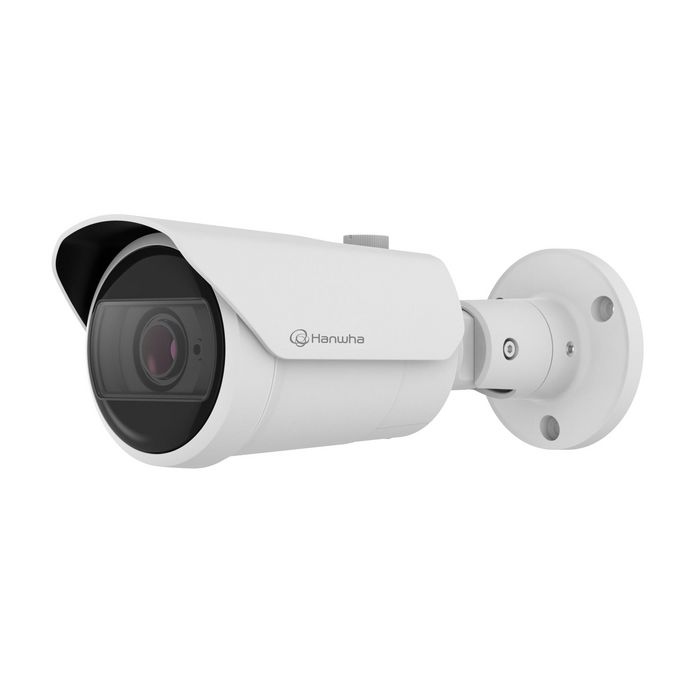 Hanwha Cámara IP Bullet Wisenet Q AI 5MP Lente Varifocal 3.2-10.2mm IR30m WDR IK10 IP66 PoE