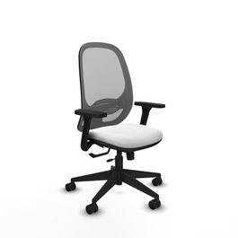 PIQUERAS Y CRESPO Silla de oficina Cilanco con mecanismo Sincro/Traslack, Tela Blanca y Malla Gris
