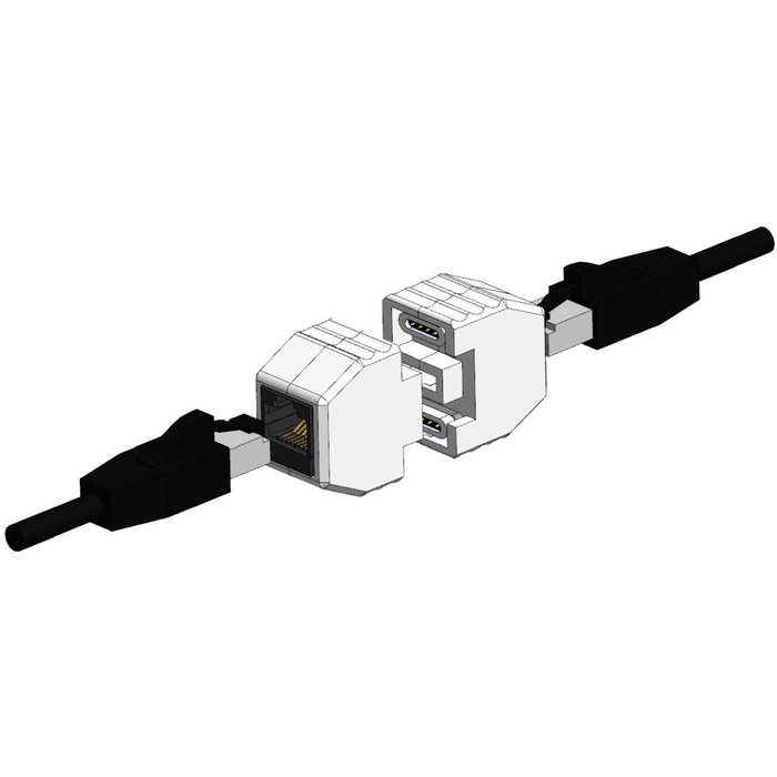 ALLNET TP-TP Kupplung CAT6A Buchse 1:1 8-pol. RJ45 magnetische Sicherungskupplung PoE fähig bis zu 10GBit 50er Bulk Set
