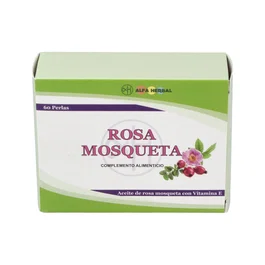 ALFA HERBAL Rosa Mosqueta 60 Perlas Aceite con Vitamina E Natural Beneficios Antioxidantes y Antiinflamatorios