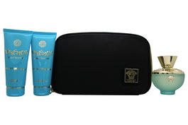 Versace Pour Femme Dylan Turquoise Gift Set 100ml EDT + 100ml Shower Gel + 100ml Body Gel+ Bag