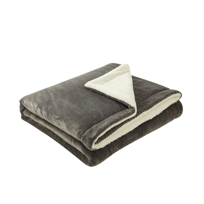 DKD Home Decor Manta de Franela Gris Claro 220x240 cm DKD Home Decor Manta de Franela Gris Claro 220x240 cm