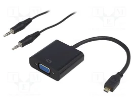 QOLTEC Convertidor Micro HDMI a D-Sub 15pin y Jack 3,5mm Negro