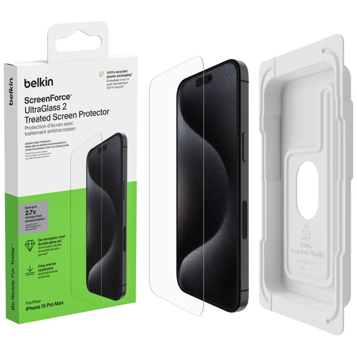 Belkin ScreenForce Protector de pantalla para iPhone 15 Pro Max