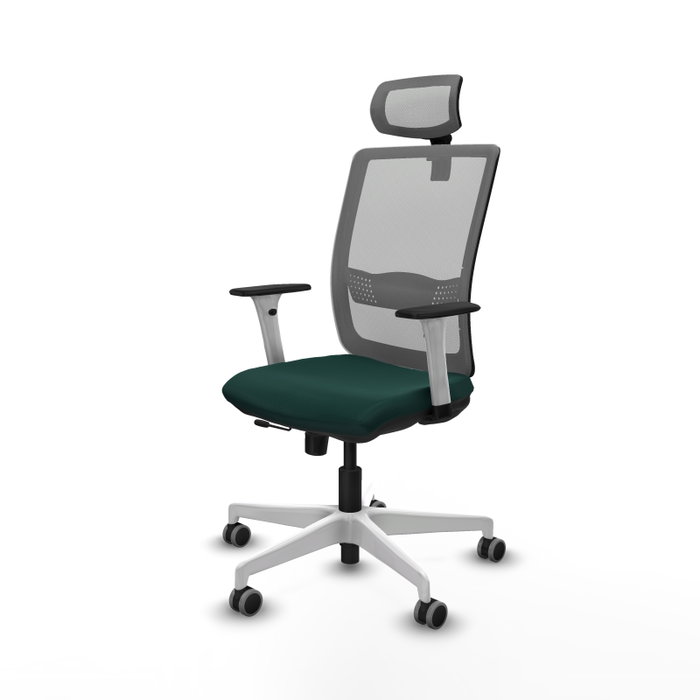 PIQUERAS Y CRESPO Silla de oficina Haches Verde botella y Gris con mecanismo Sincro/Traslack