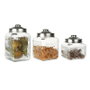 DKD Home Decor Set de 3 Botes de Cristal Metalizado 3,2L