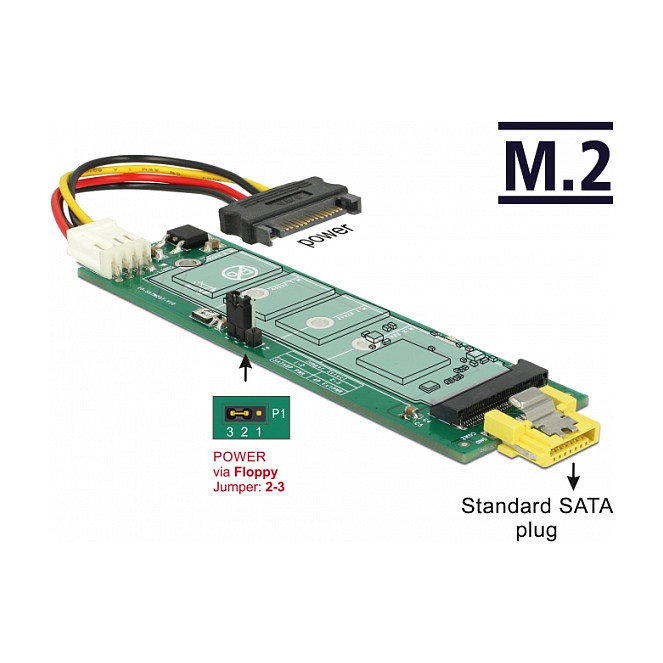 DeLOCK 63917 Convertidor de SATA de 8 pines a ranura M.2 Key B