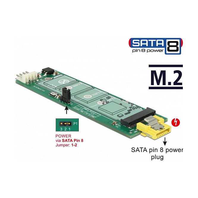 DeLOCK 63917 Convertidor de SATA de 8 pines a ranura M.2 Key B