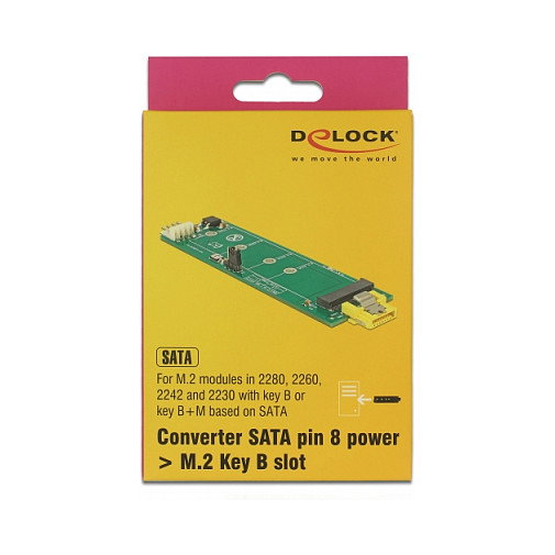 DeLOCK 63917 Convertidor de SATA de 8 pines a ranura M.2 Key B