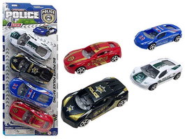 Rama - Coche de Policía Juguete en Blister, Pack 4 Piezas, 12.5x35x3.5 cm, para niños a partir de 3 años