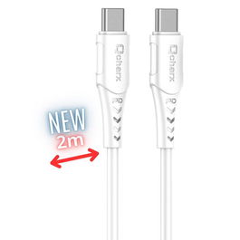 Qcharx Sofia Cable USB Tipo C a Tipo C 3A 60W 2 metros para carga rápida y datos - PVC Blanco