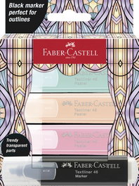 Marcador Fluor Faber-Castell Textliner 1546 Metalico Estuche De 4