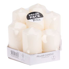 Basics - Velas de Cera Blanca, Conjunto de 7 Velas Altas, Ø55 mm, Diferentes Alturas (90 mm - 148 mm), Decoración
