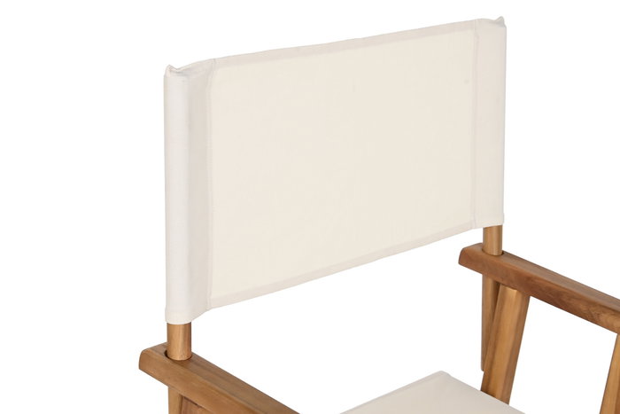 DKD Home Decor Silla Terraza Y Jardin Blanco Marron Claro Plegable Acacia Poliester 53 x 87 x 52 cm