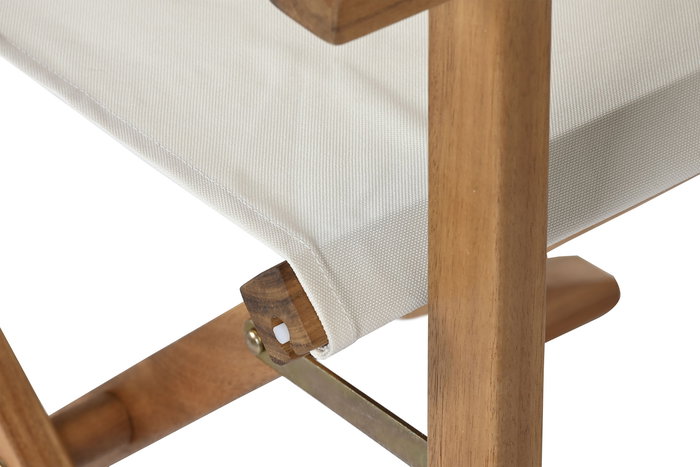 DKD Home Decor Silla Terraza Y Jardin Blanco Marron Claro Plegable Acacia Poliester 53 x 87 x 52 cm