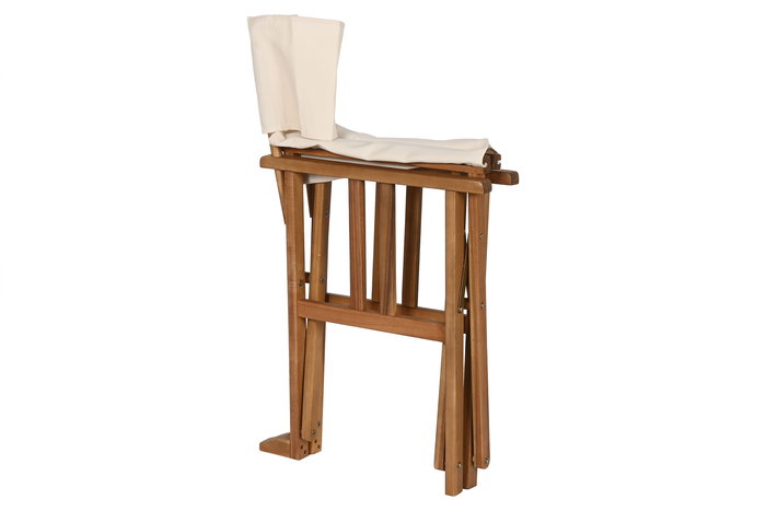 DKD Home Decor Silla Terraza Y Jardin Blanco Marron Claro Plegable Acacia Poliester 53 x 87 x 52 cm