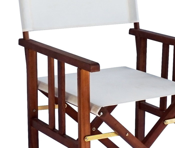 DKD Home Decor Silla Terraza Y Jardin Blanco Marron Claro Plegable Acacia Poliester 53 x 87 x 52 cm