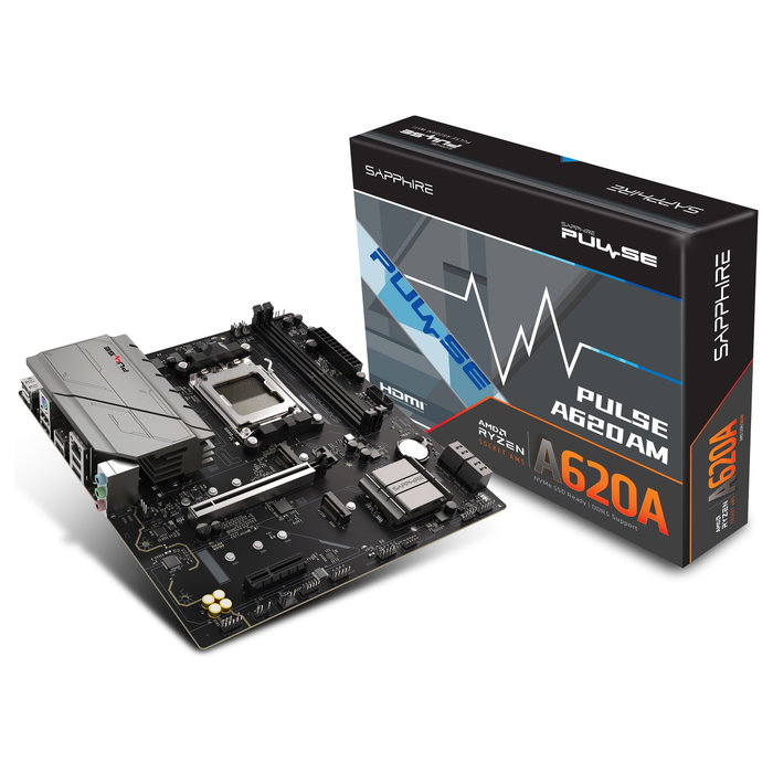 Sapphire PULSE A620AM Placa Base AMD A620A Socket AM5 DDR5-SDRAM Micro ATX