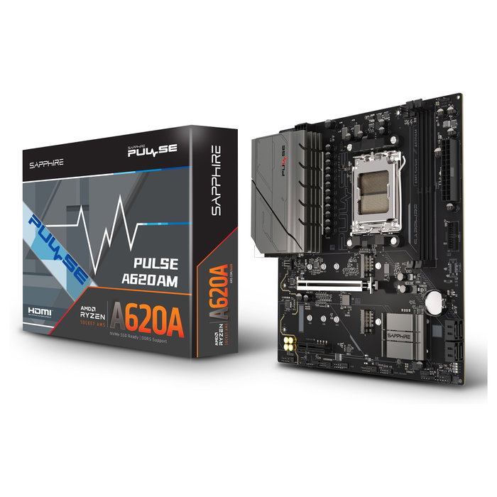 Sapphire PULSE A620AM Placa Base AMD A620A Socket AM5 DDR5-SDRAM Micro ATX
