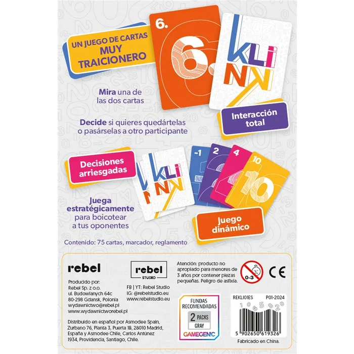 Asmodee Klink - Juego de mesa de intercambio de cartas para 3 a 5 jugadores, desde 7 años, tiempo de juego 10-30 minutos