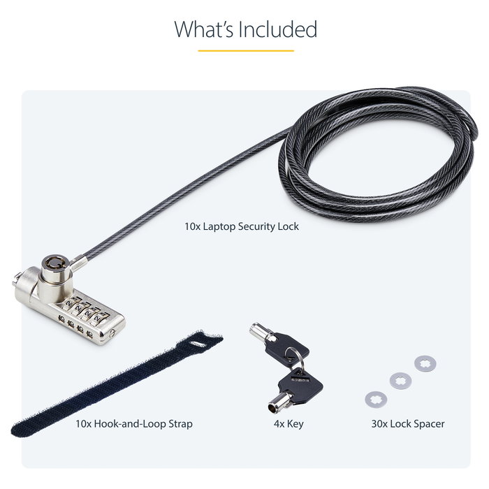 StarTech Pack de 10 Candados para Portátil con Cable de 2 m y Combinación/Llave StarTech Pack de 10 Candados para Portátil con Cable de 2 m y Combinación/Llave