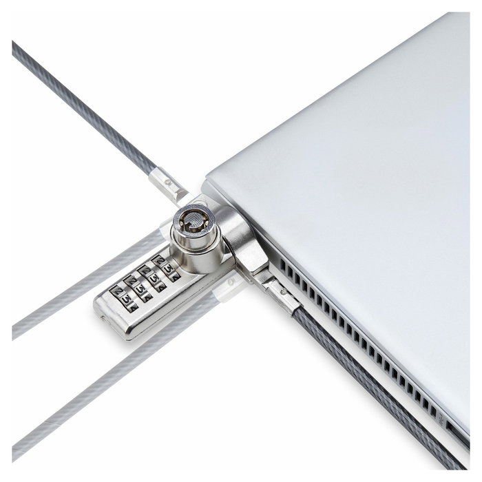 StarTech.com Paquete de 10 Candados K-Slot para Portátil con Llave y Combinación - Cables de Seguridad de Acero de 2 m Antirrobo, Negro