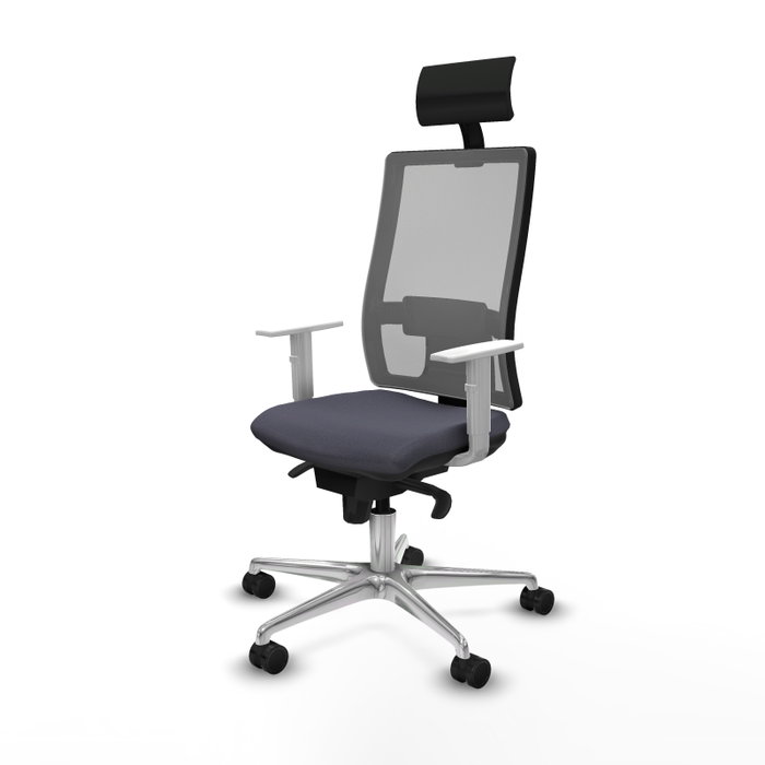 PIQUERAS Y CRESPO Silla de oficina Horna con Mecanismo Sincro, Gris y Reposabrazos Blancos PIQUERAS Y CRESPO Silla de oficina Horna con Mecanismo Sincro, Gris y Reposabrazos Blancos