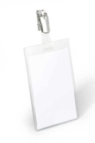 Durable Portanombres con Clip Giratorio 90x60mm, Pack de 25 Durable Portanombres con Clip Giratorio 90x60mm, Pack de 25