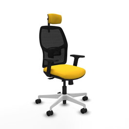 PIQUERAS Y CRESPO Silla de oficina Alfera traslack malla negra y similpiel amarillo