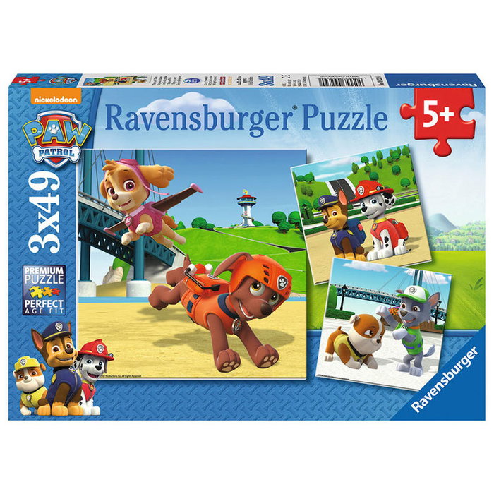 RAVENSBURGER Puzzle Patrulla Canina Paw Patrol 3x49 Piezas para Niños 5+ Años