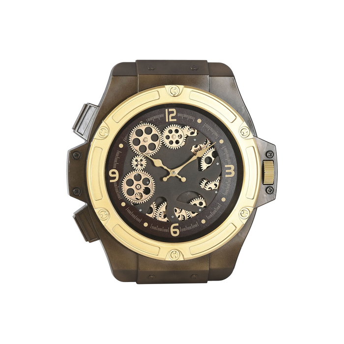 DKD Home Decor Reloj de Pared de Hierro Dorado y Marrón Claro
