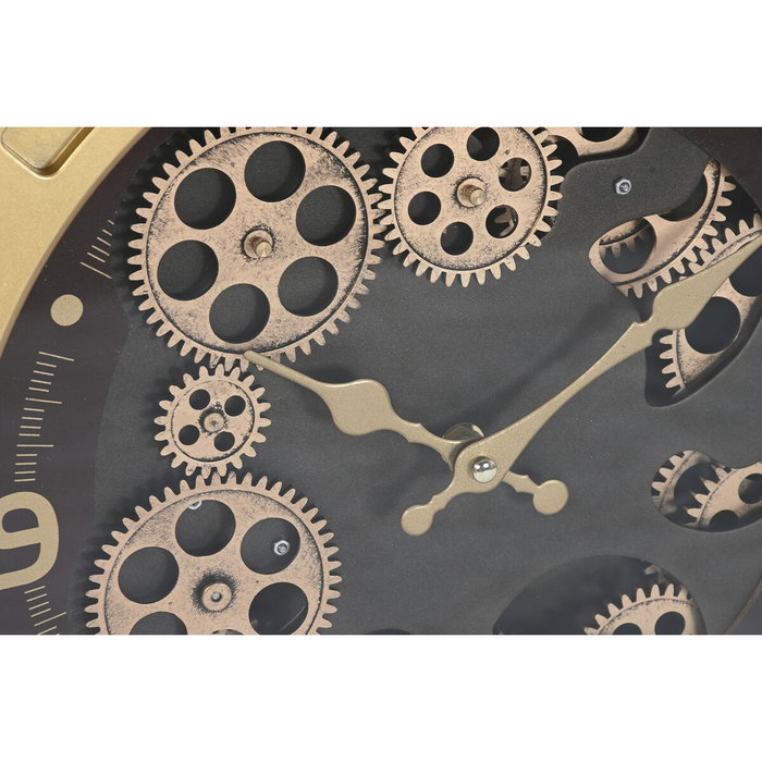 DKD Home Decor Reloj de Pared de Hierro Dorado y Marrón Claro