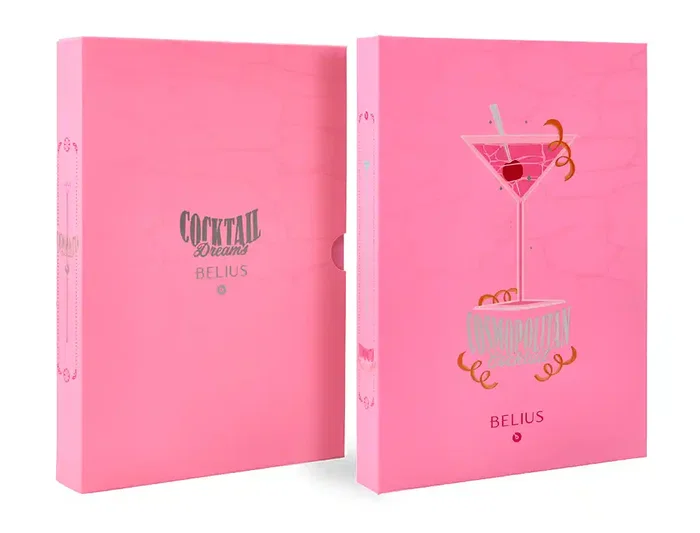 Belius Cocktails Bolígrafo Aluminio Rosa Plateado Tinta Azul Caja Diseño
