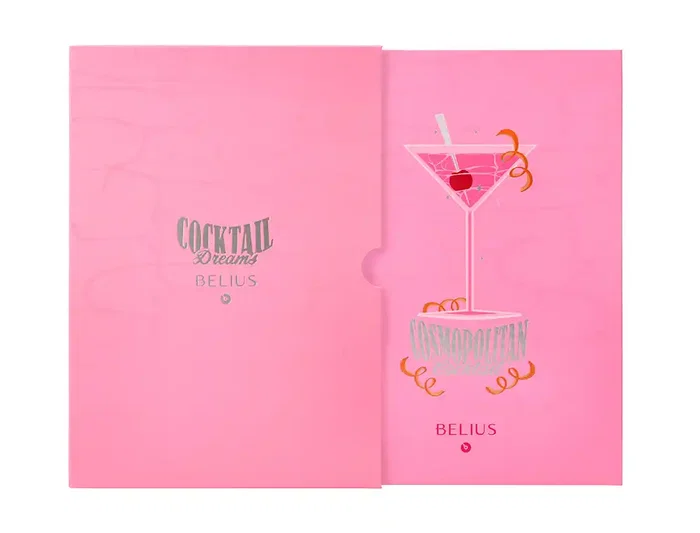 Belius Cocktails Bolígrafo Aluminio Rosa Plateado Tinta Azul Caja Diseño