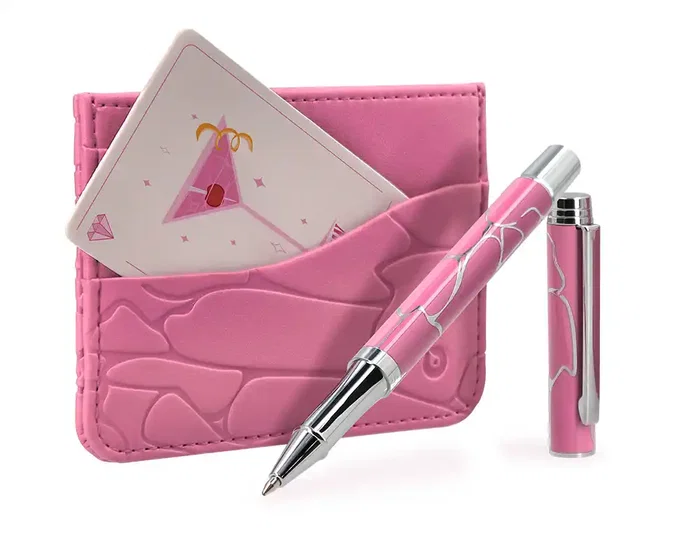 Belius Cocktails Bolígrafo Aluminio Rosa Plateado Tinta Azul Caja Diseño