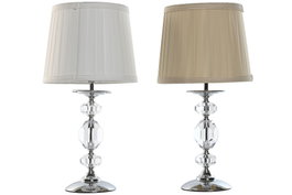 DKD Home Decor Lámpara de Sobremesa Tradicional Blanca o Beige 45 cm de Alto con Bombilla E14 Incluida - 22x45x22 cm