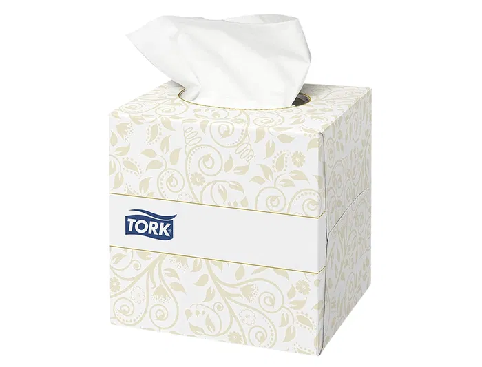 Tork Pañuelos Faciales Extrasuaves 2 Capas Caja Cubo 100 Unidades 20.9x20 Cm