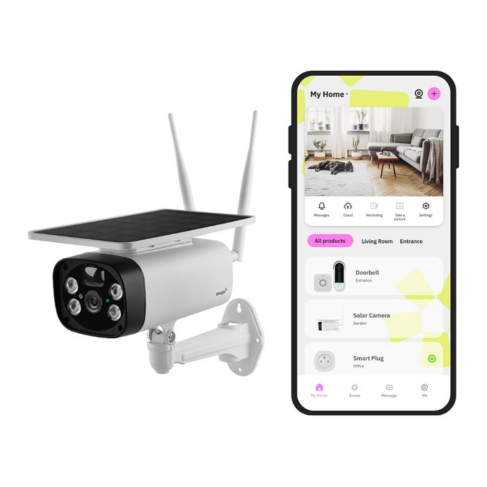 NetAtmo Cámara de Seguridad Exterior Solar con Batería OSC-01-EU, Inalámbrica, Visión Nocturna, Sensor de Movimiento, Alarma Sirena 105 dB, Blanco, 110° FOV