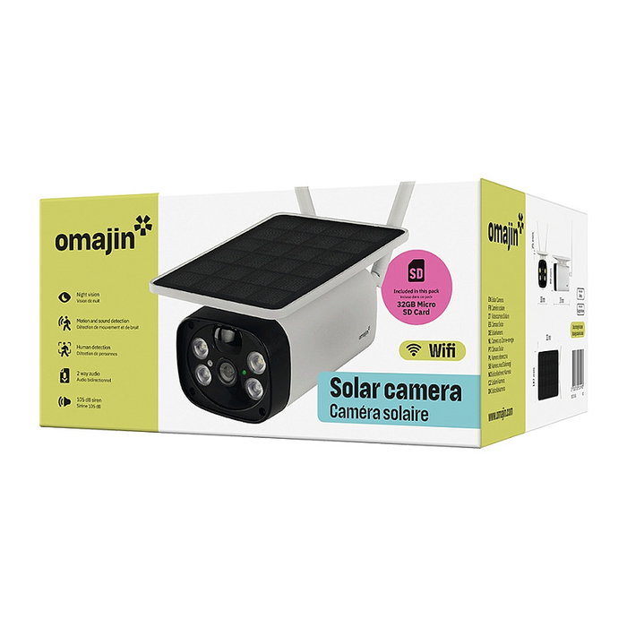 NetAtmo Cámara de Seguridad Exterior Solar con Batería OSC-01-EU, Inalámbrica, Visión Nocturna, Sensor de Movimiento, Alarma Sirena 105 dB, Blanco, 110° FOV